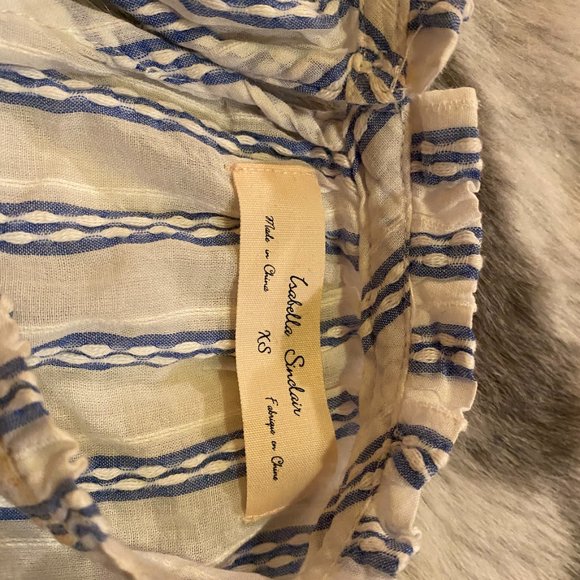 Blue and White Peasant Blouse Anthropologie XS - Picture 2 of 3